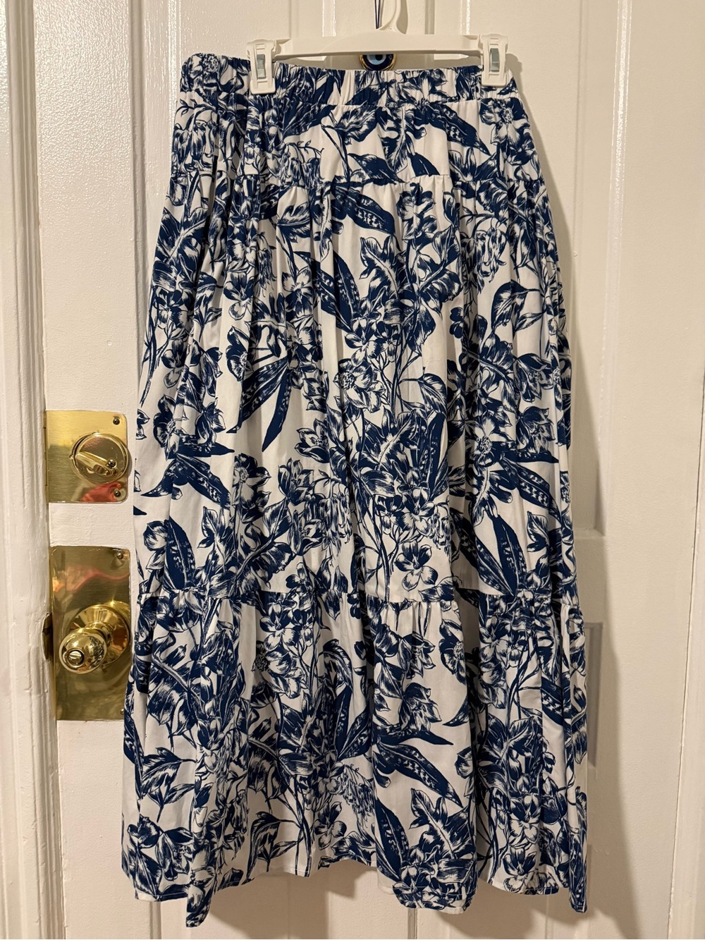 Abercrombie Blue and White Floral Tiered Maxi Skirt - Picture 1 of 5